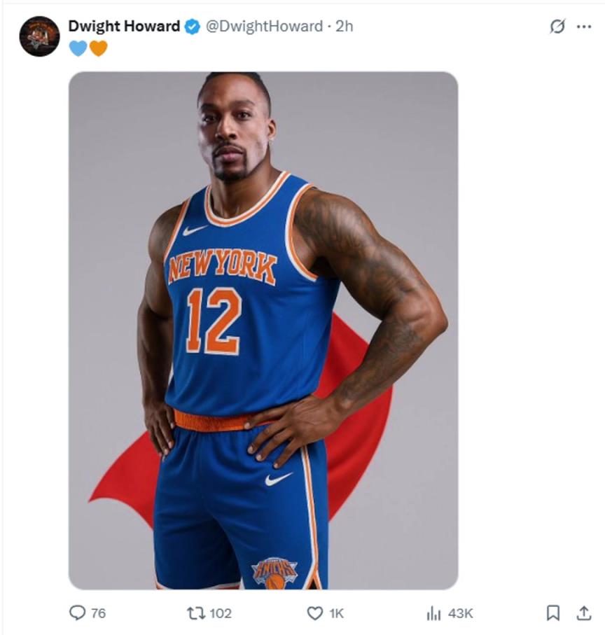 難道說？尼克斯步行者G4賽后 霍華德發(fā)推身披尼克斯戰(zhàn)袍